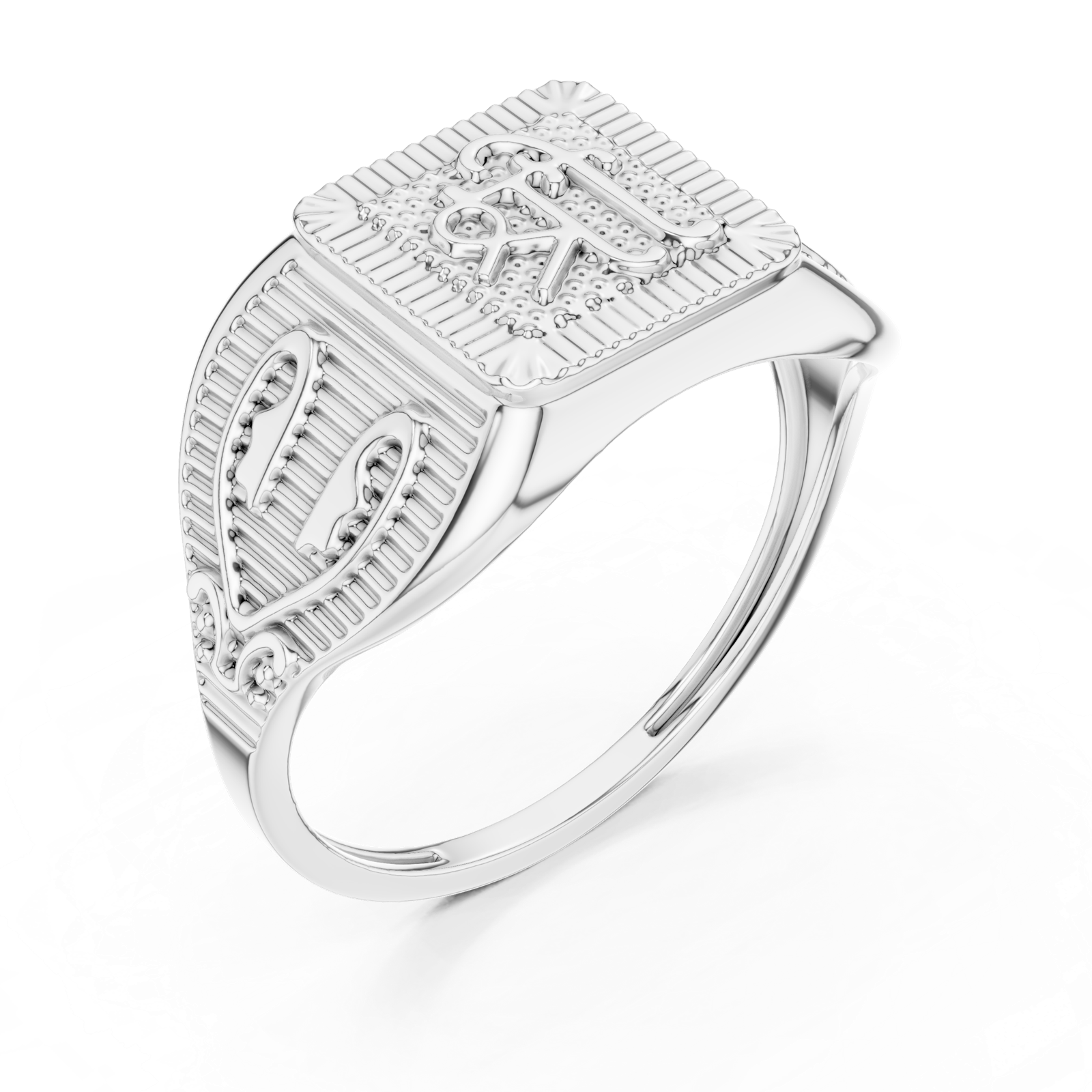 Gold Men's Ring GGR-0038, White Gold, view 2