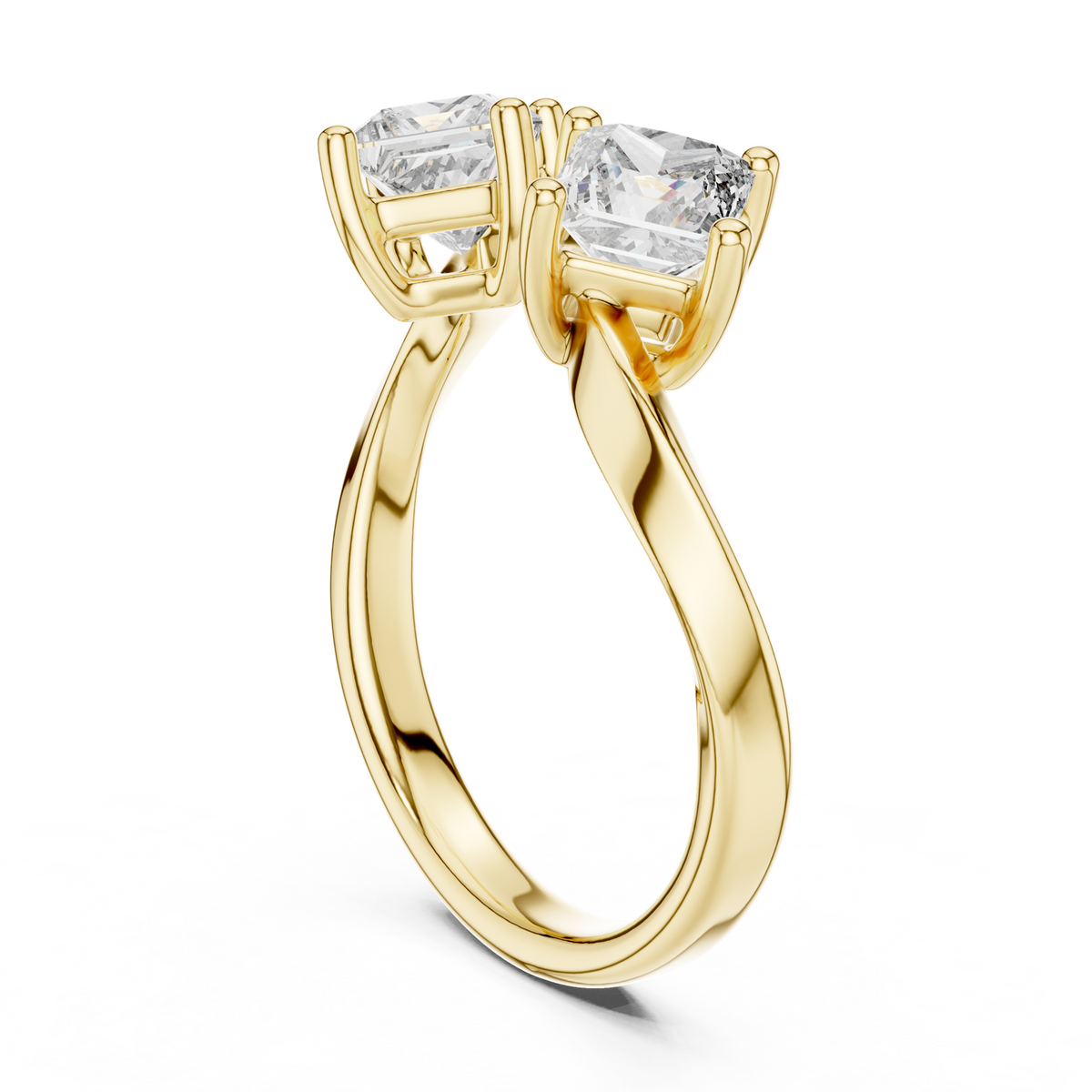 14K Solid Gold Lab Diamond Crossover Ring, Yellow Gold, view 1
