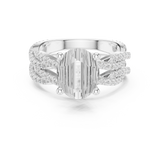 Gold Ring DDLR-300, Oval center stone, White Gold, view 4