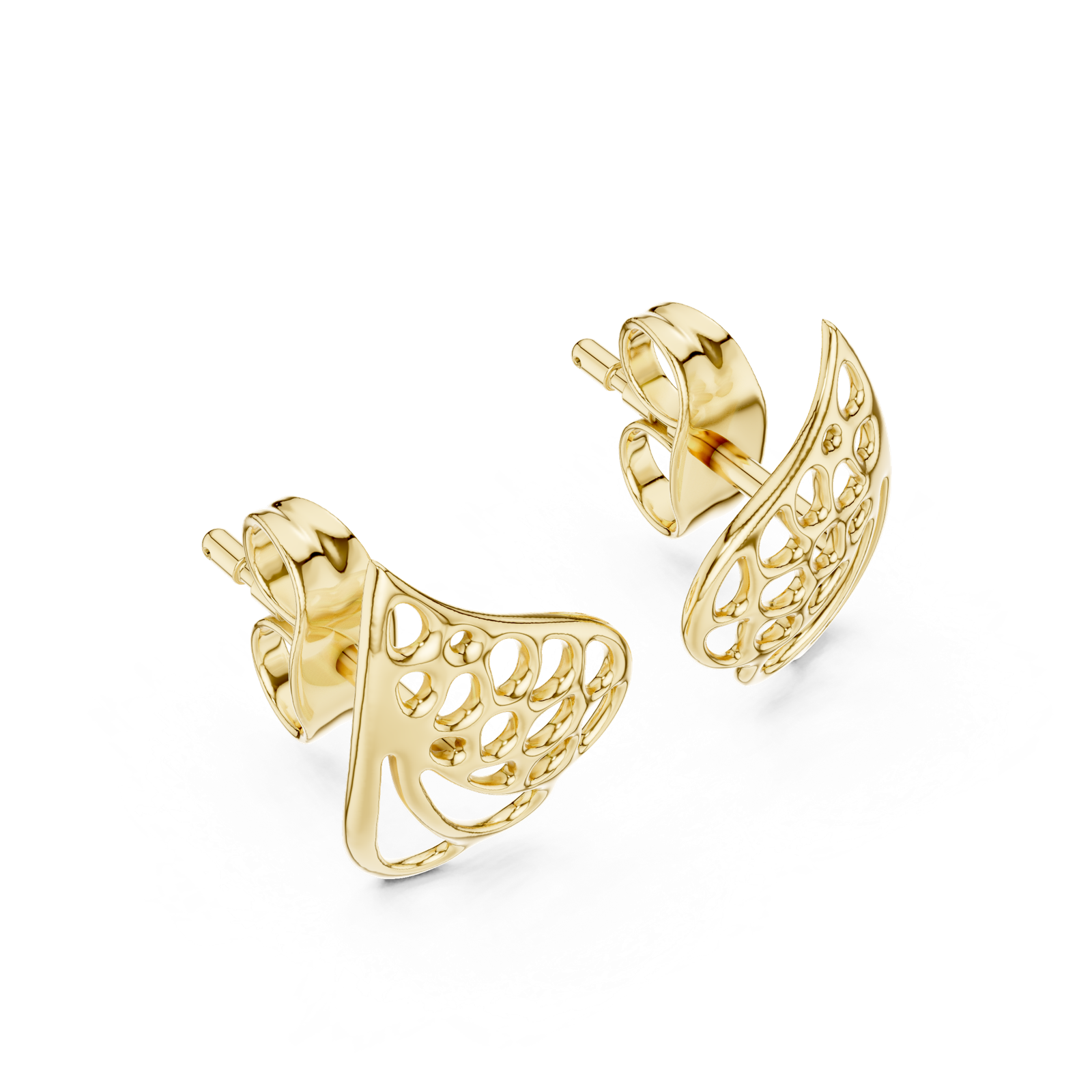 Gold Earrings 12-10001@E, Yellow Gold, view 2