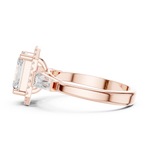 Gold Ring DDLR-342, Radiant center stone, Rose Gold, view 3