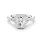 Gold Ring DDLR-043, Oval center stone, White Gold
