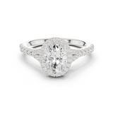 Gold Ring DDLR-043, Oval center stone, White Gold