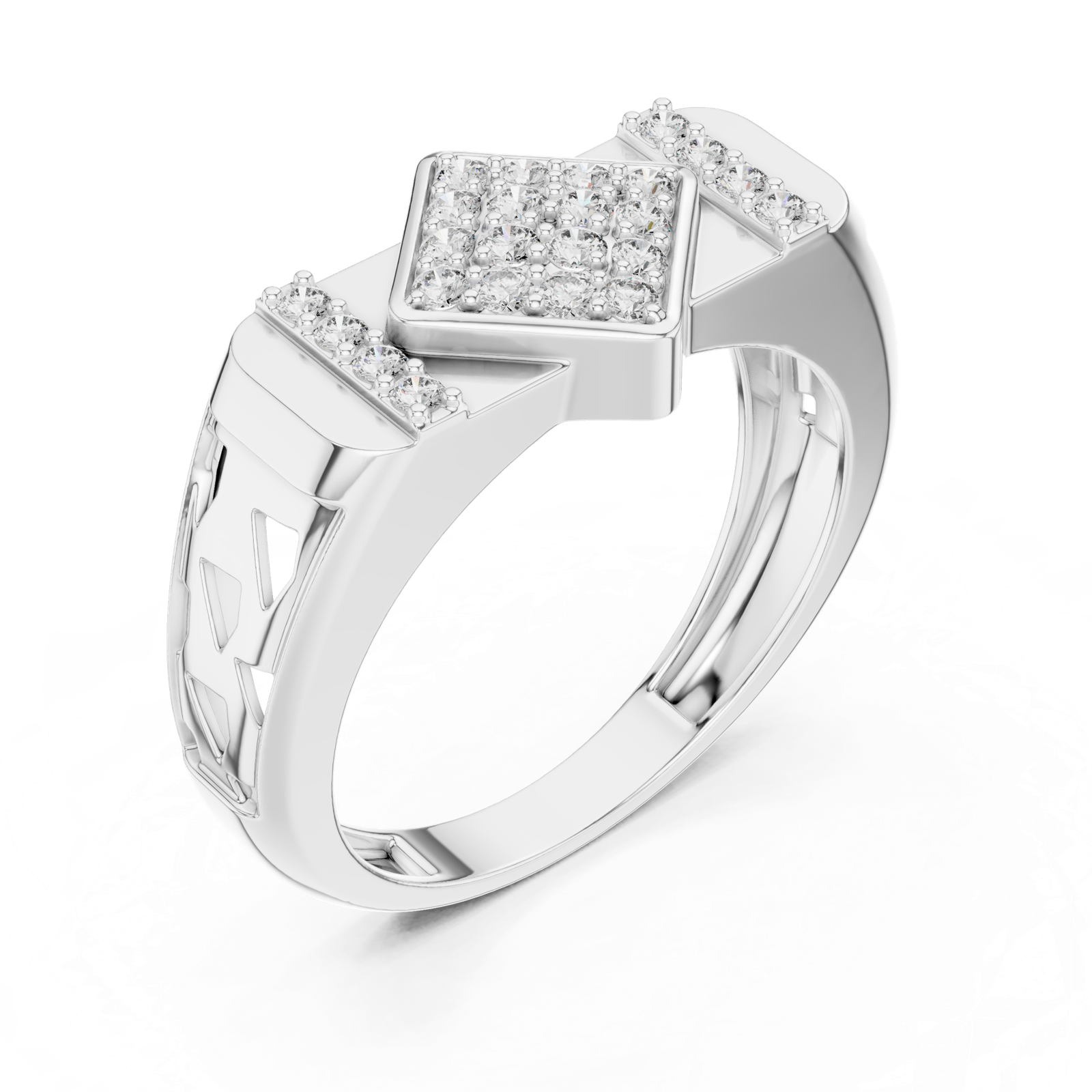 Gold Ring LR-01 (44), White Gold, view 2