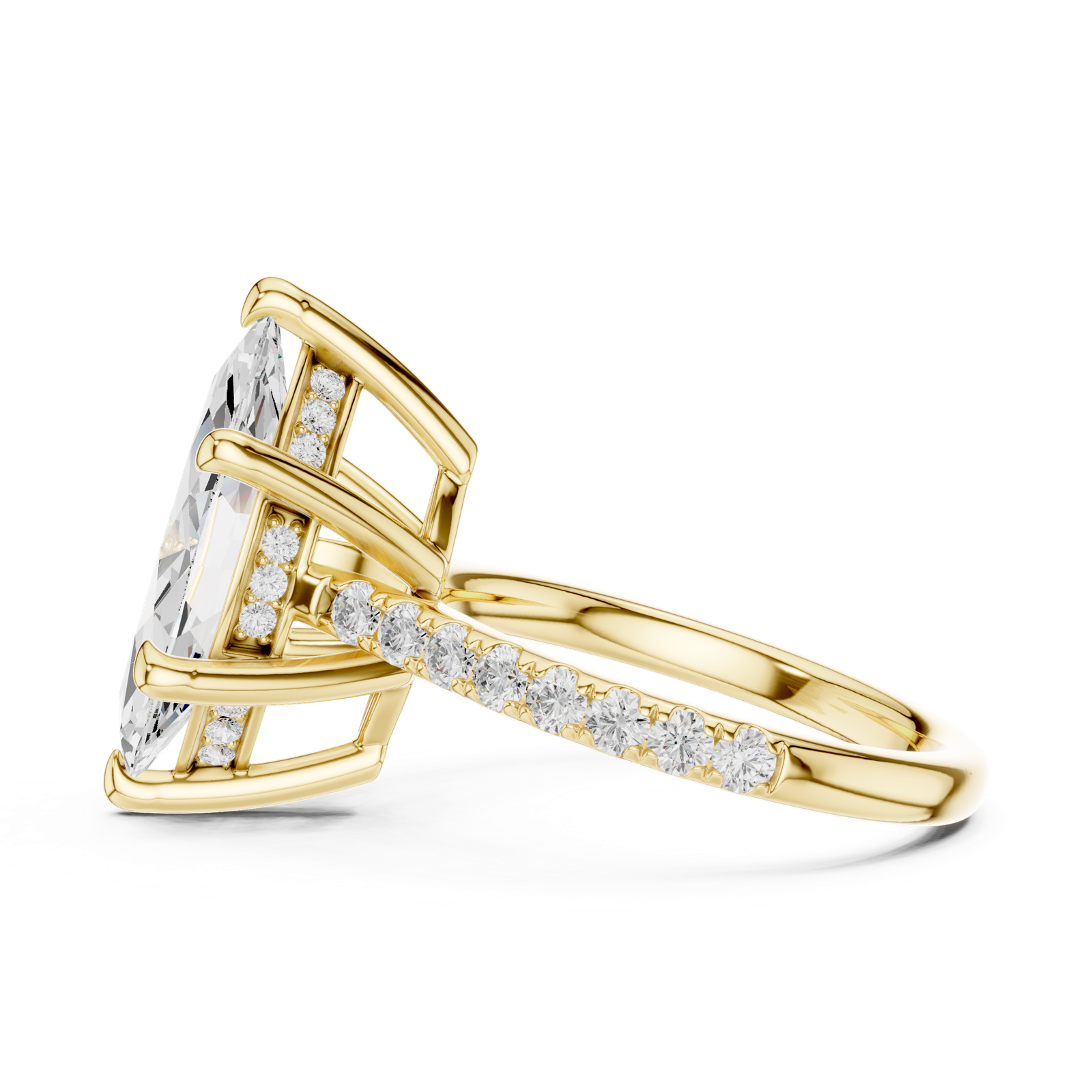 Gold Ring DDLR-250, Marquise center stone, Yellow Gold, view 3