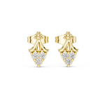 14K Solid Gold Lab Diamond Leaf Cluster Earrings, Yellow Gold