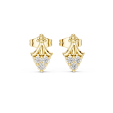 14K Solid Gold Lab Diamond Leaf Cluster Earrings, Yellow Gold