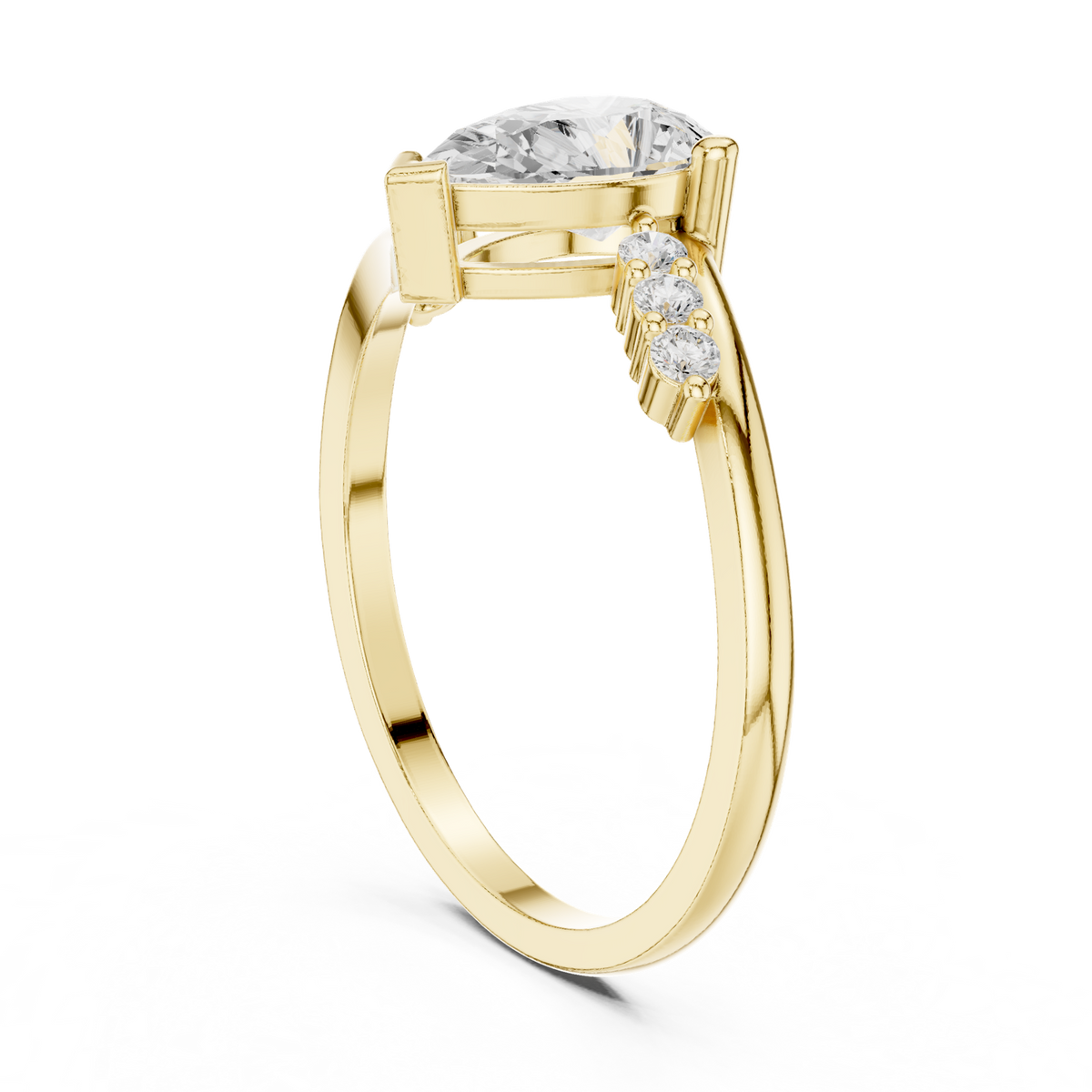 14K Solid Gold Lab Diamond Solitaire Ring, Yellow Gold, view 1