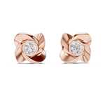 14K Solid Gold Lab Diamond Stud Earrings, Rose Gold, view 4