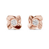 14K Solid Gold Lab Diamond Stud Earrings, Rose Gold, view 4