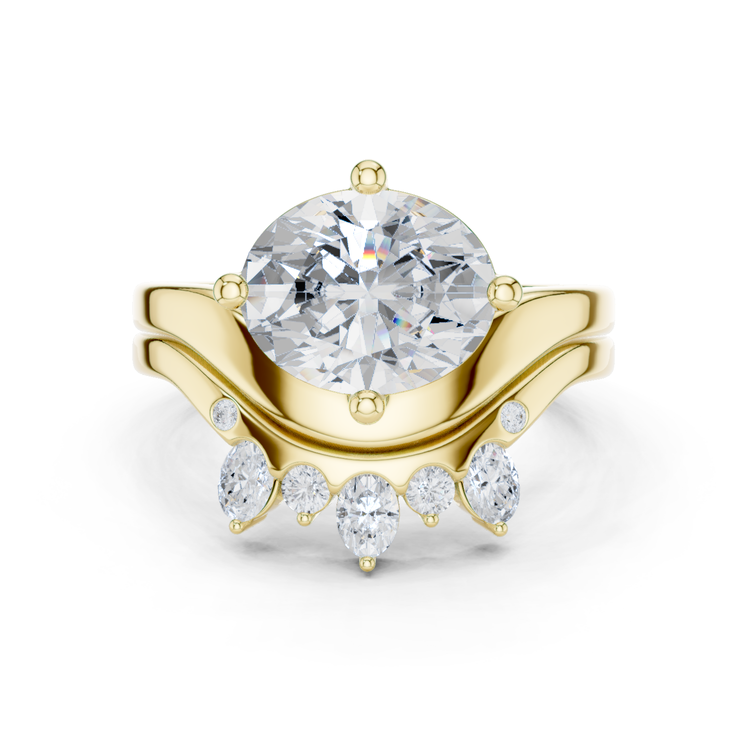 Gold Ring DDLR-444, Oval center stone, Yellow Gold