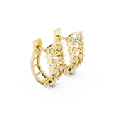 14K Solid Gold Lab Diamond Cluster Earrings, Yellow Gold, view 1