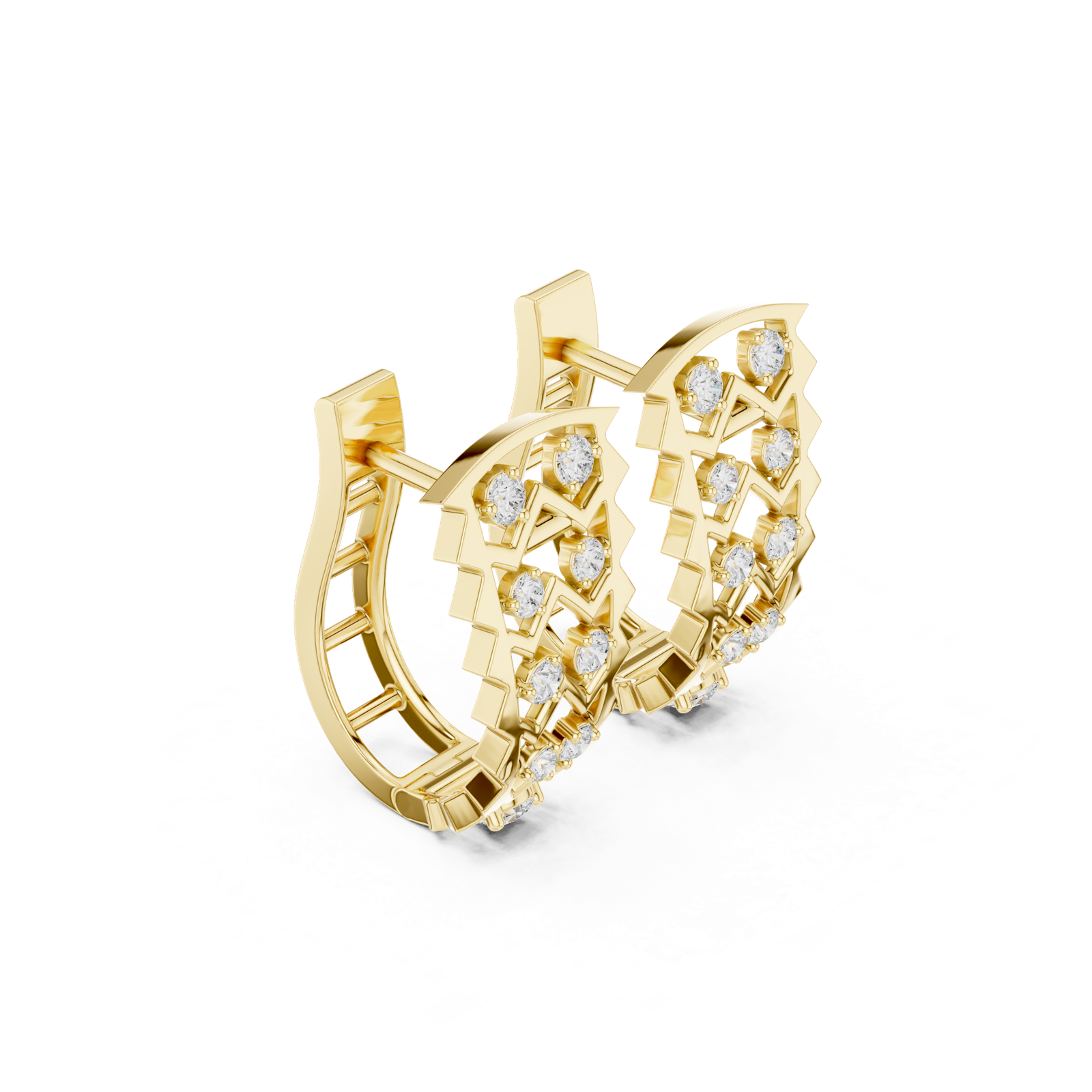 14K Solid Gold Lab Diamond Cluster Earrings, Yellow Gold, view 1