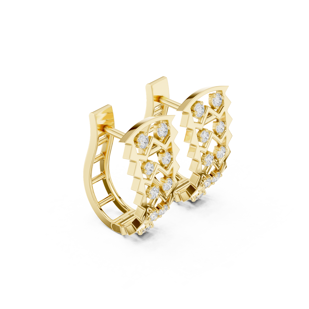 14K Solid Gold Lab Diamond Cluster Earrings, Yellow Gold, view 1