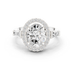Gold Ring DDLR-342, Oval center stone, White Gold