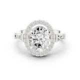 Gold Ring DDLR-342, Oval center stone, White Gold