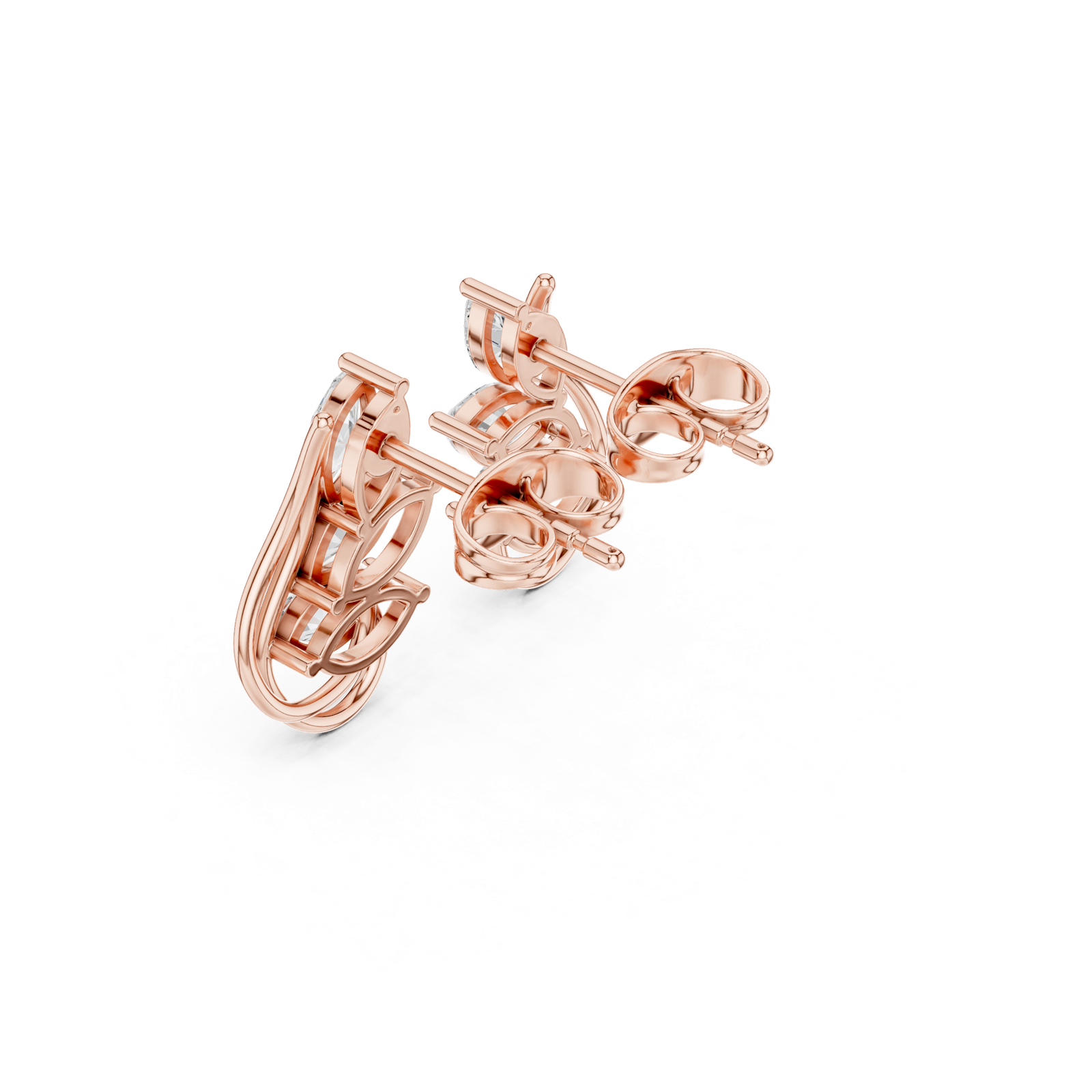 Gold Earrings Avber-97, Rose Gold, view 2