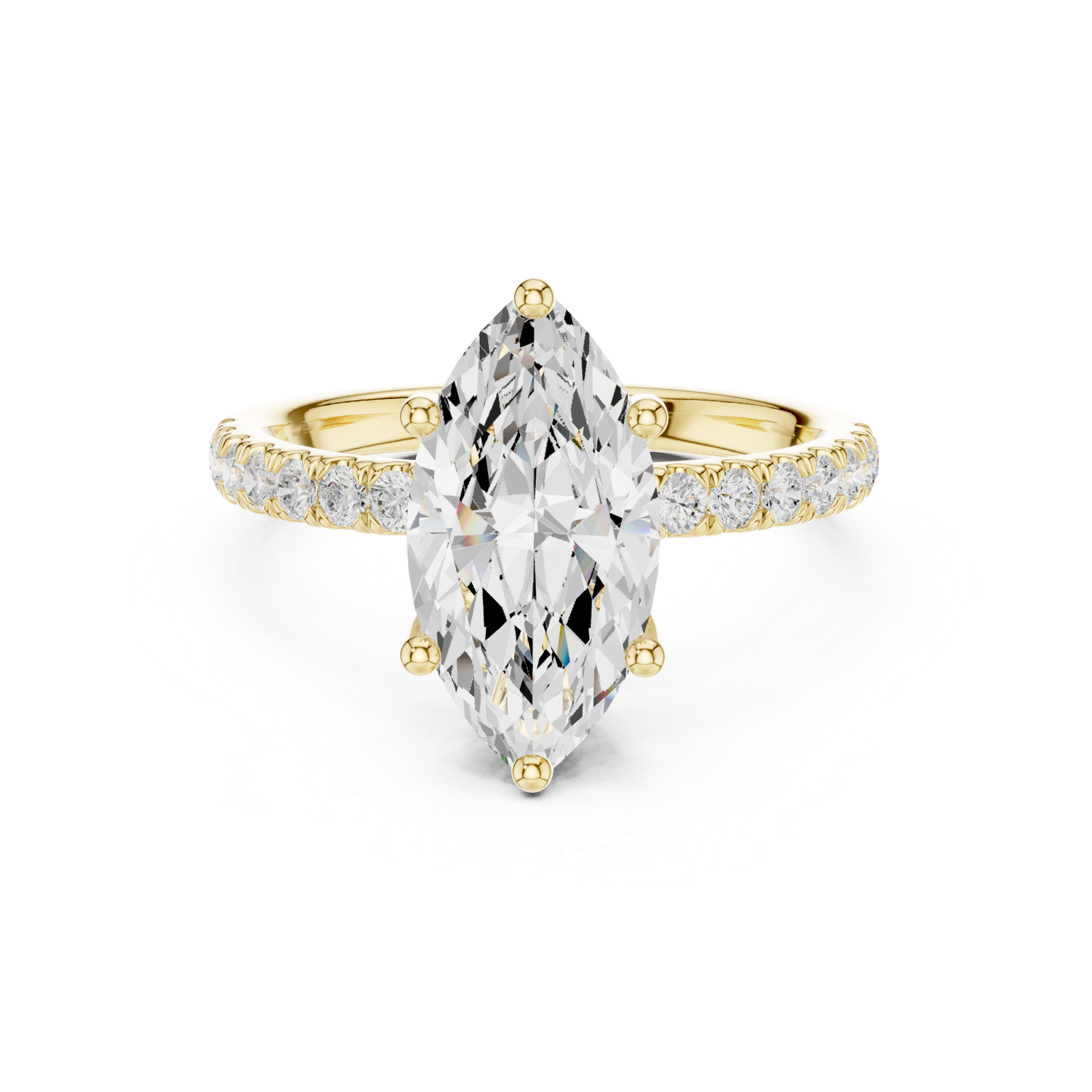 Gold Ring DDLR-161, Marquise center stone, Yellow Gold, view 4