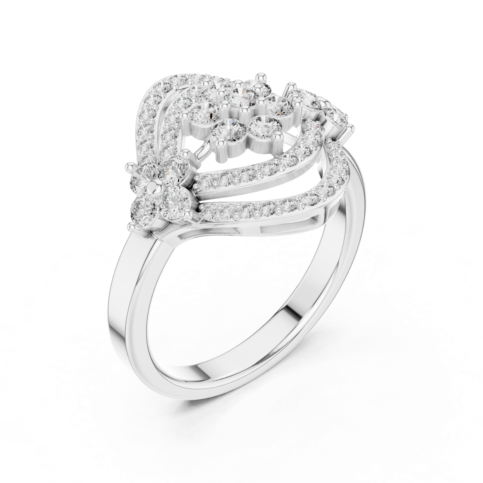 14K Solid Gold Lab Diamond Halo Ring, White Gold, view 2