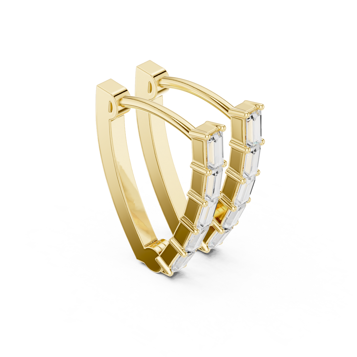 14K Solid Gold Lab Diamond Hoop Earrings, Yellow Gold, view 1