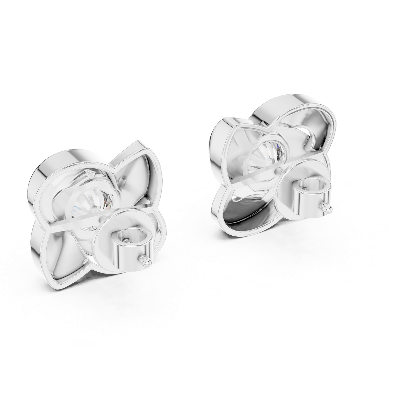 14K Solid Gold Lab Diamond Stud Earrings, White Gold, view 3