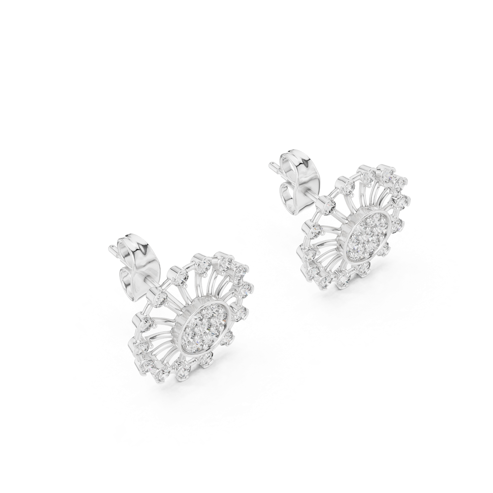 Gold Earrings 12-10024@E, White Gold, view 2