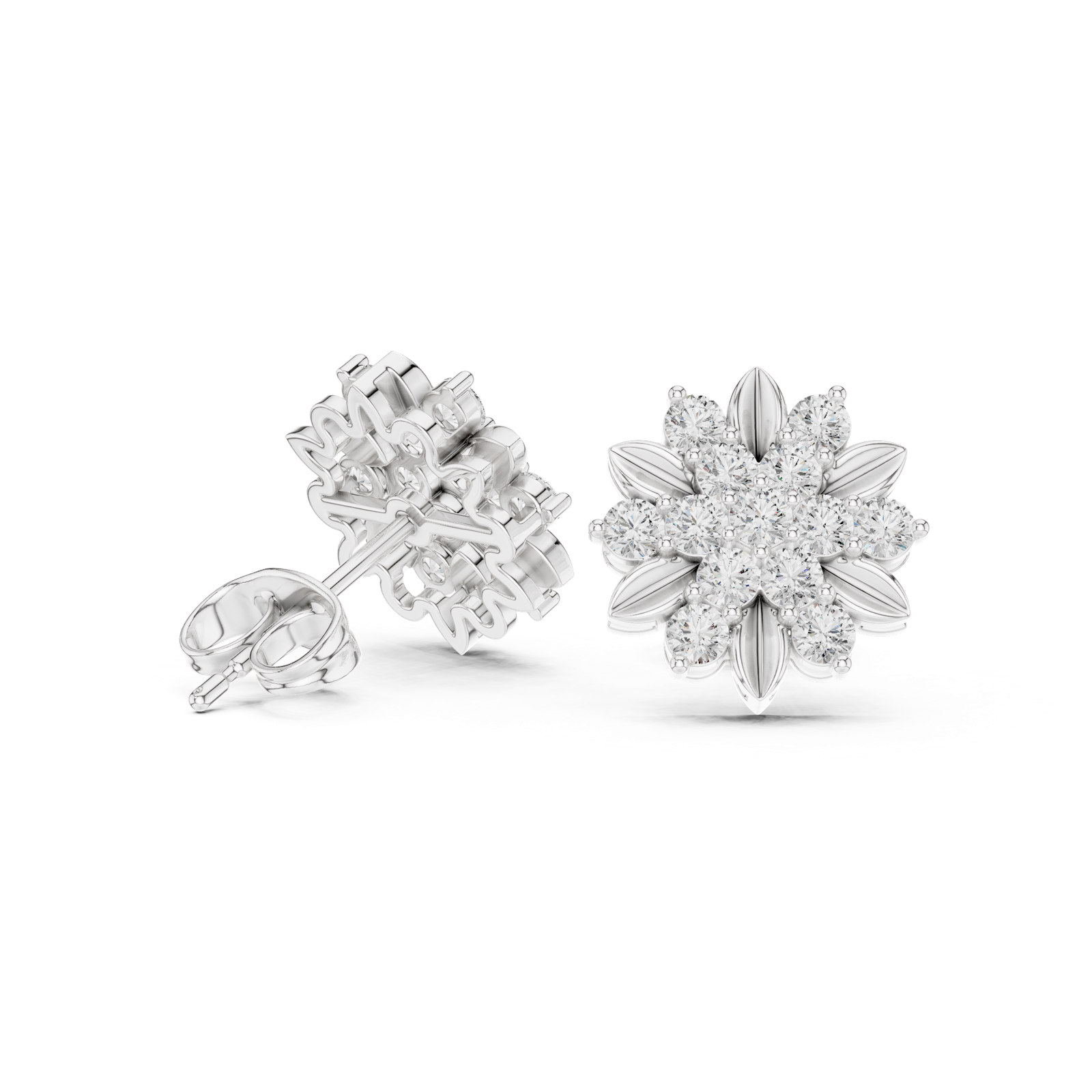 Gold Earrings AER-102, White Gold