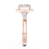 Gold Ring DDLR-342, Princess center stone, Rose Gold, view 3