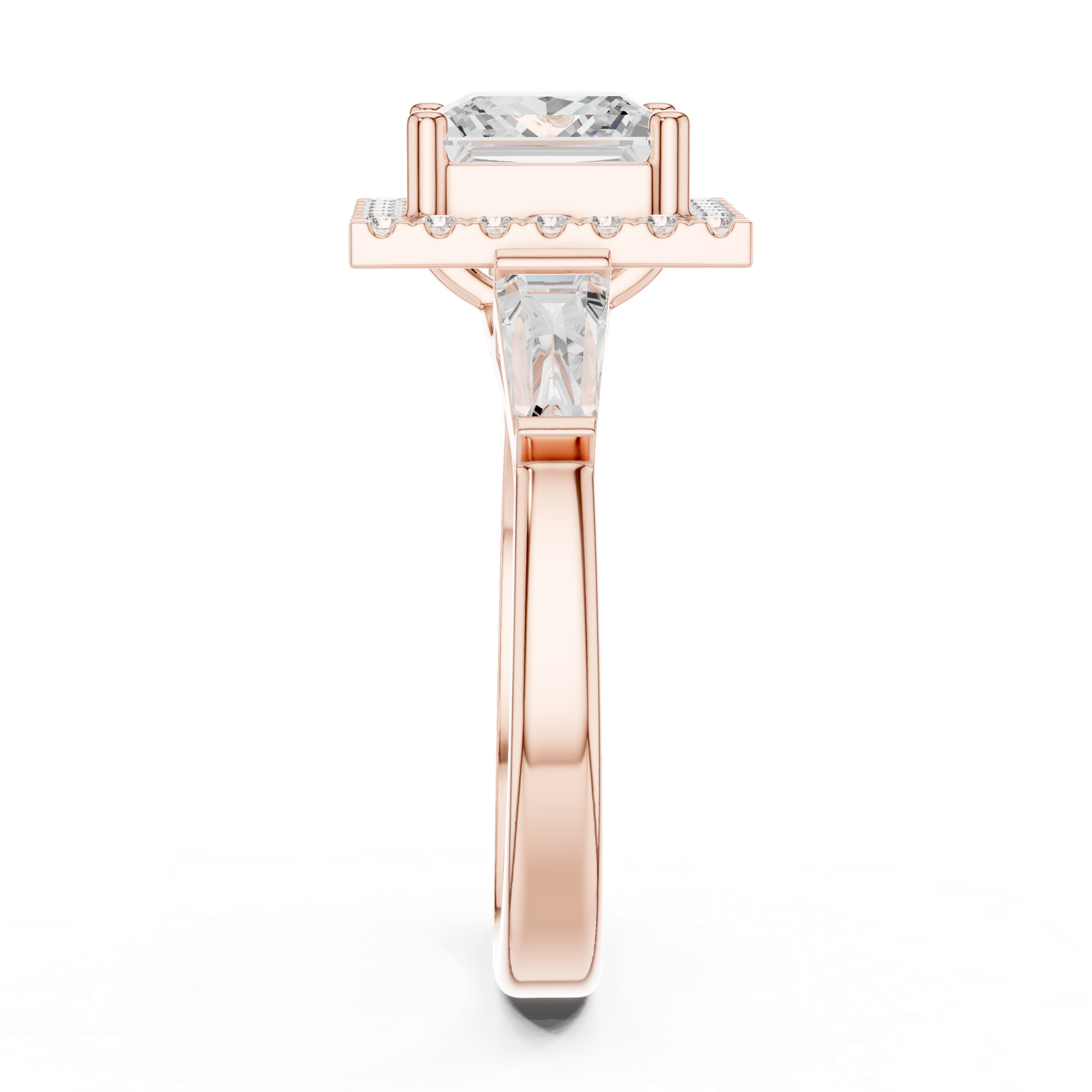 Gold Ring DDLR-342, Princess center stone, Rose Gold, view 3