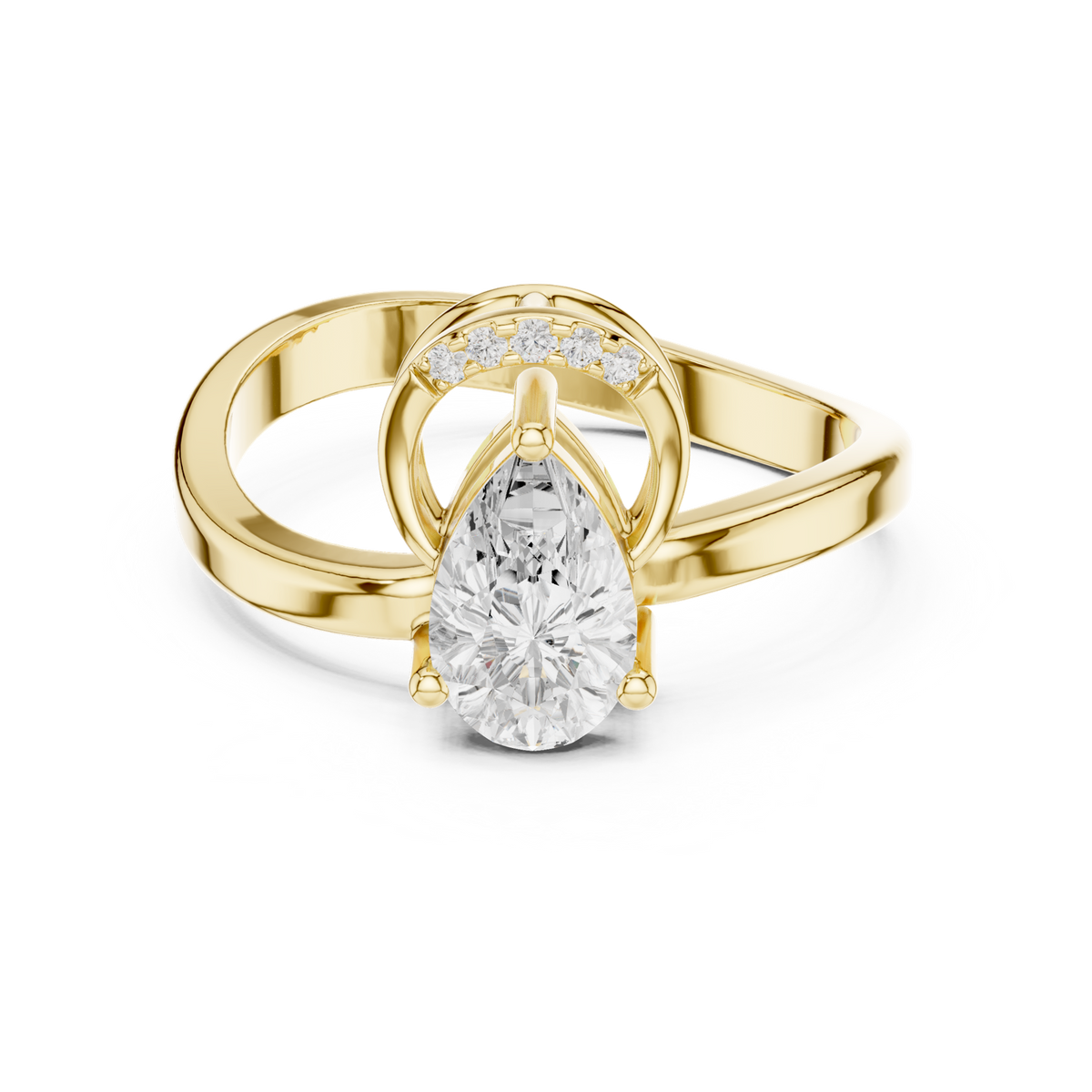 14K Solid Gold Lab Diamond Twist Ring, Yellow Gold