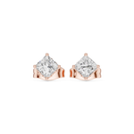 14K Solid Gold Lab Diamond Stud Earrings, Rose Gold, view 4