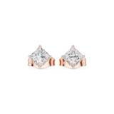 14K Solid Gold Lab Diamond Stud Earrings, Rose Gold, view 4