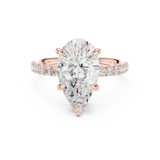 Gold Ring DDLR-259, Pear center stone, Rose Gold, view 4