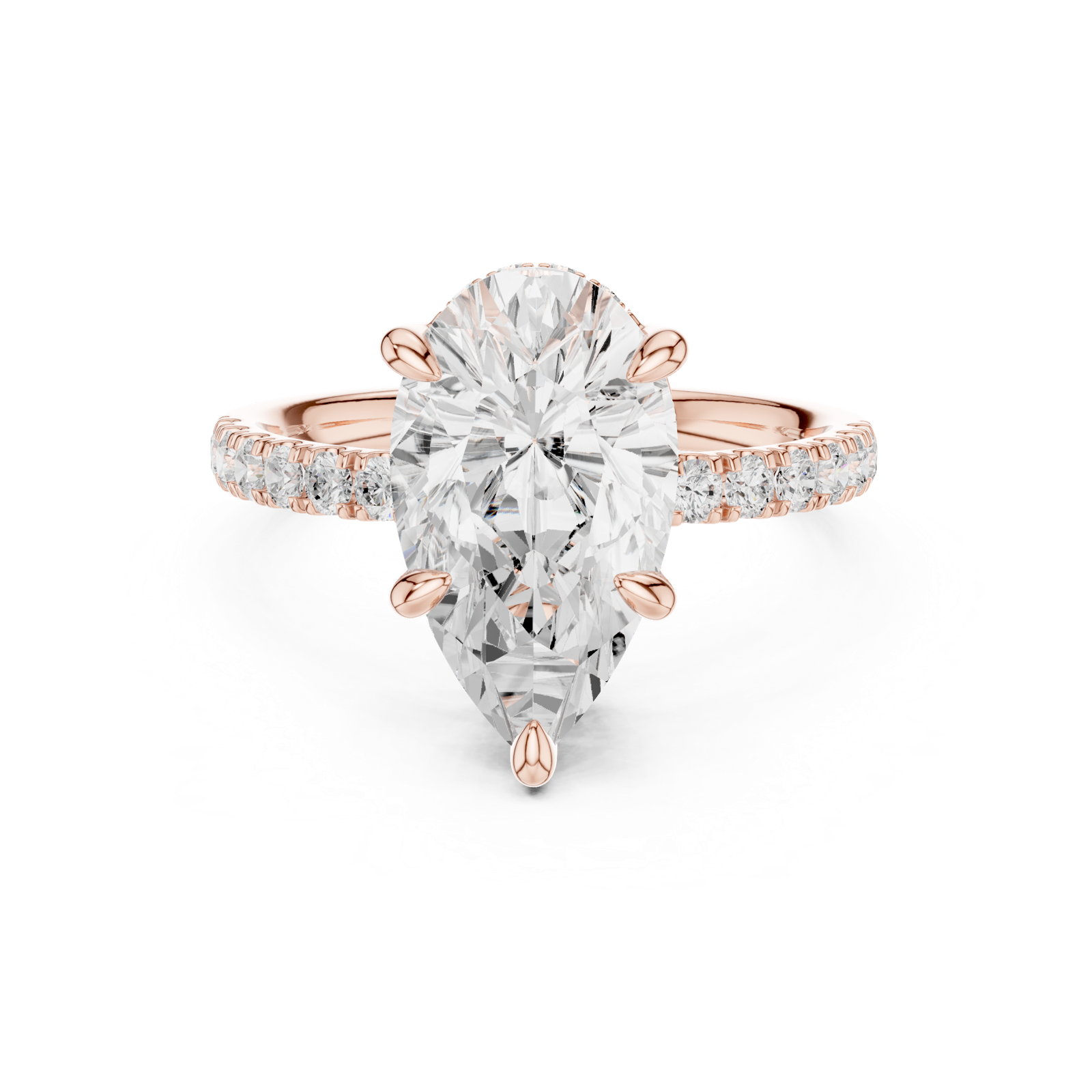 Gold Ring DDLR-259, Pear center stone, Rose Gold, view 4