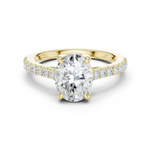 Gold Ring DDLR-039, Oval center stone, Yellow Gold