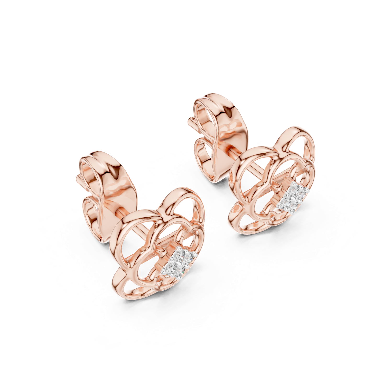 Gold Earrings 12-10006@E, Rose Gold, view 2