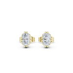 14K Solid Gold Lab Diamond Stud Earrings, Yellow Gold