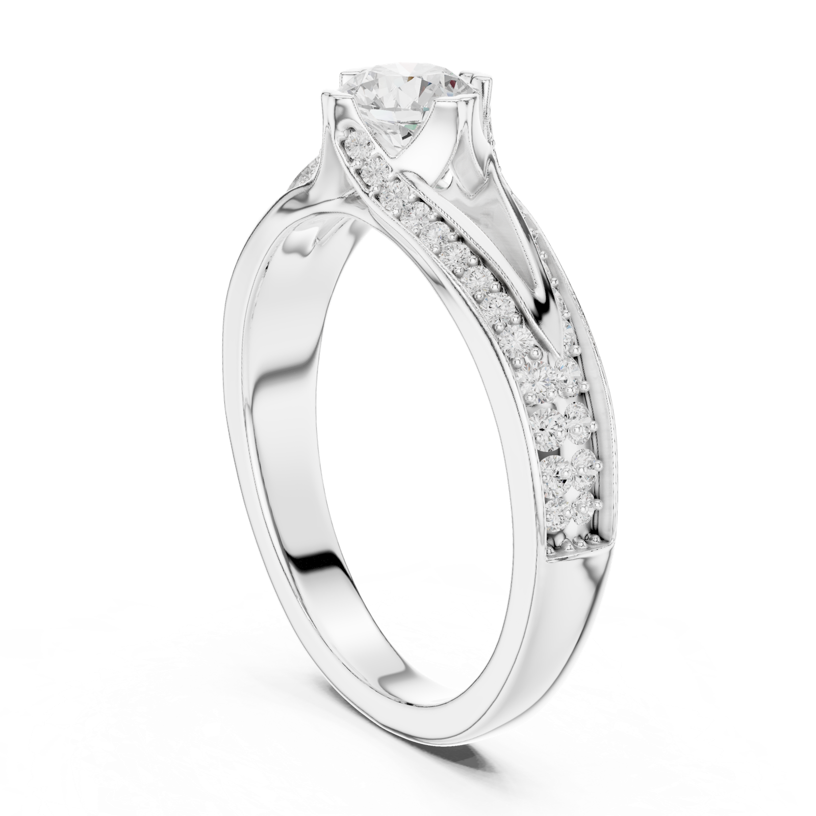 Gold Ring LR-0305, White Gold, view 1