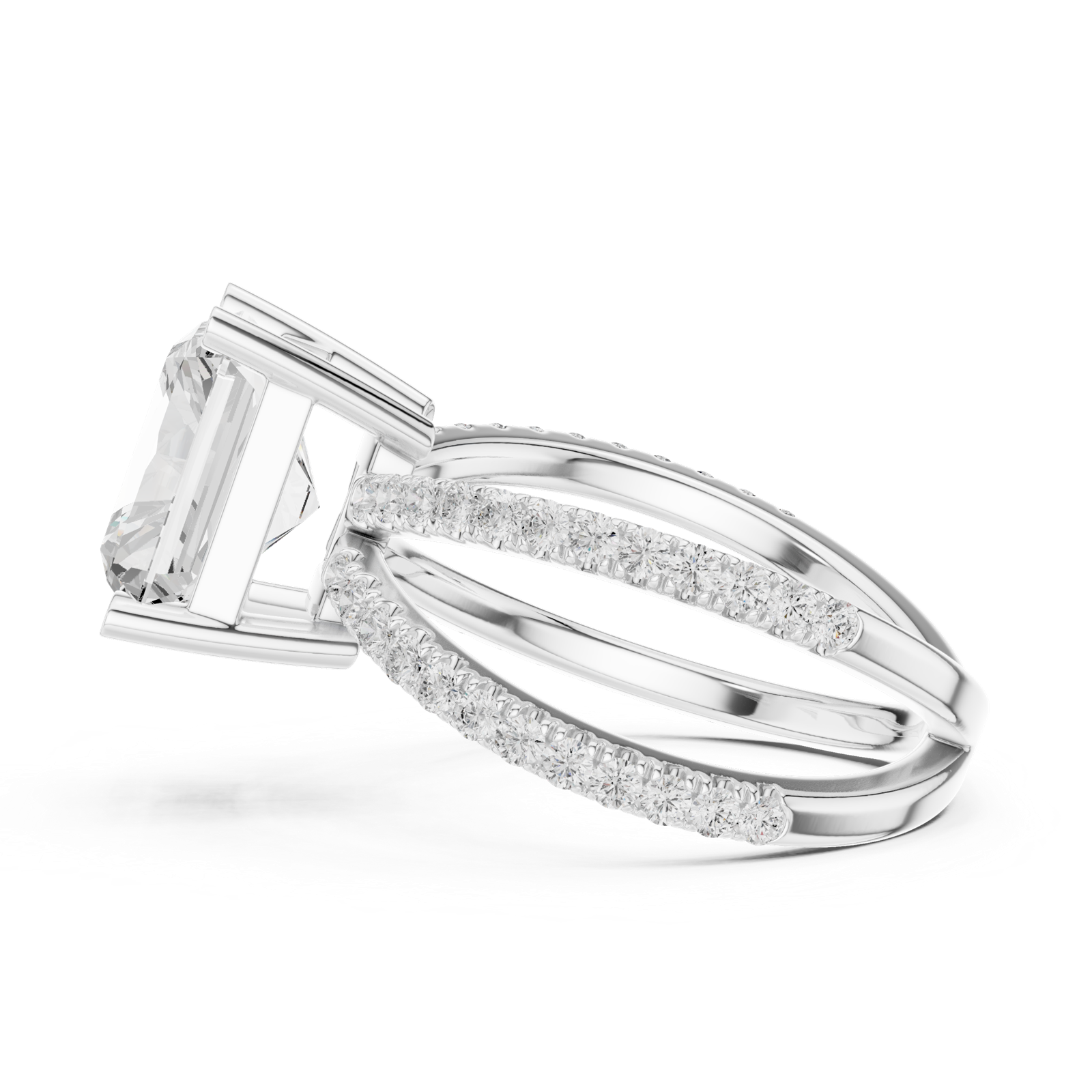 Gold Jewelry L36-25, Radiant center stone, White Gold, view 3