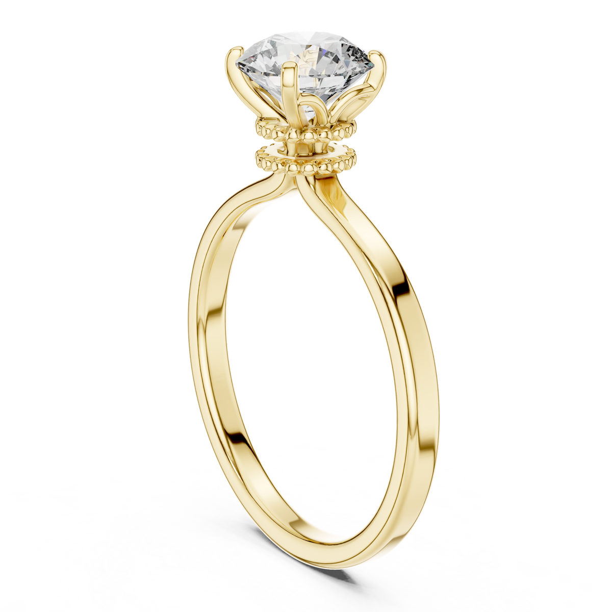 14K Solid Gold Lab Diamond Solitaire Ring, Yellow Gold, view 1