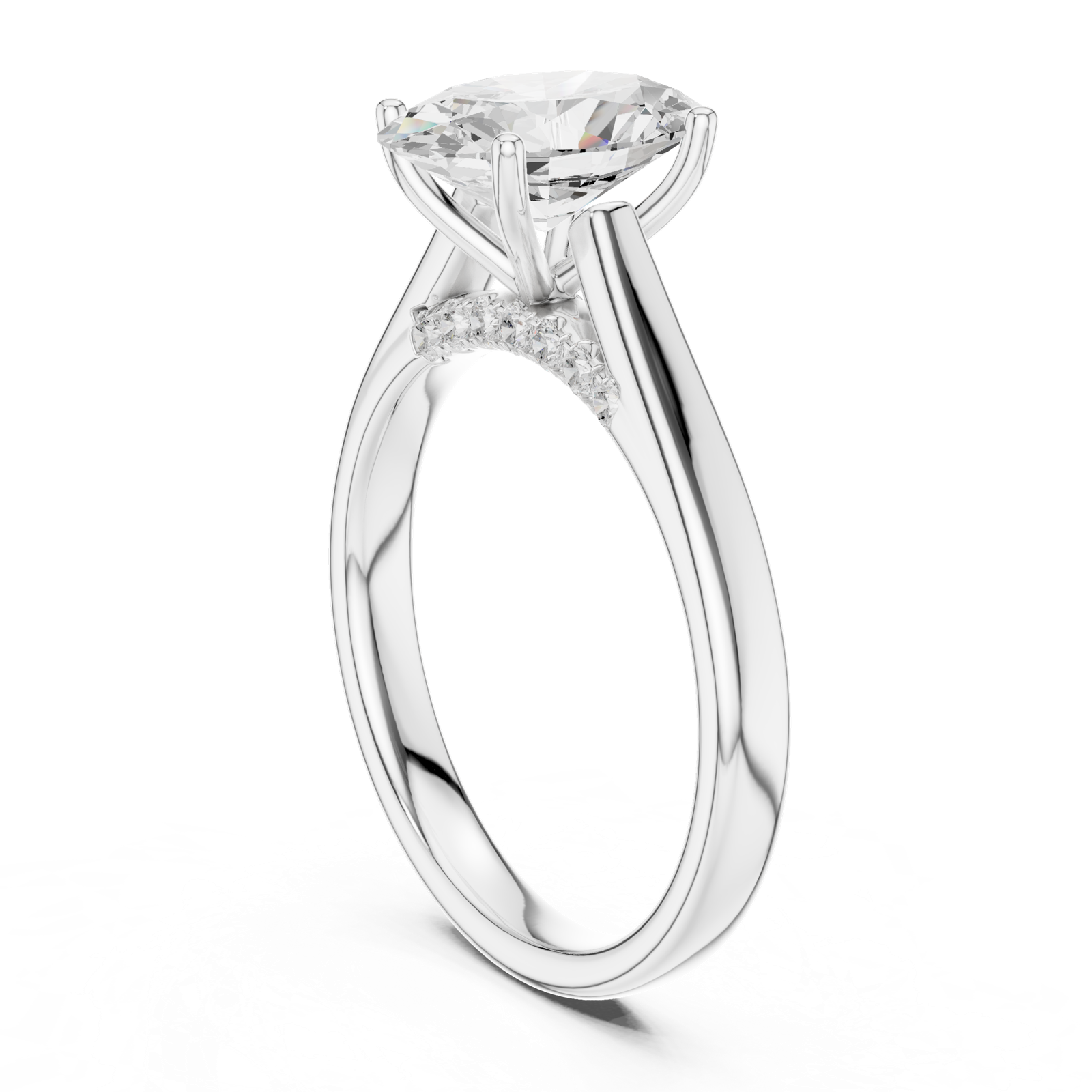 Gold Jewelry L36-18, Oval center stone, White Gold, view 1