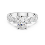 Gold Ring DDLR-281, Oval center stone, White Gold, view 4
