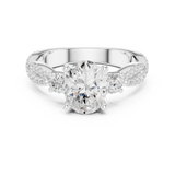 Gold Ring DDLR-281, Oval center stone, White Gold, view 4