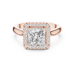 Gold Ring DDLR-338, Princess center stone, Rose Gold, view 4