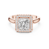 Gold Ring DDLR-338, Princess center stone, Rose Gold, view 4
