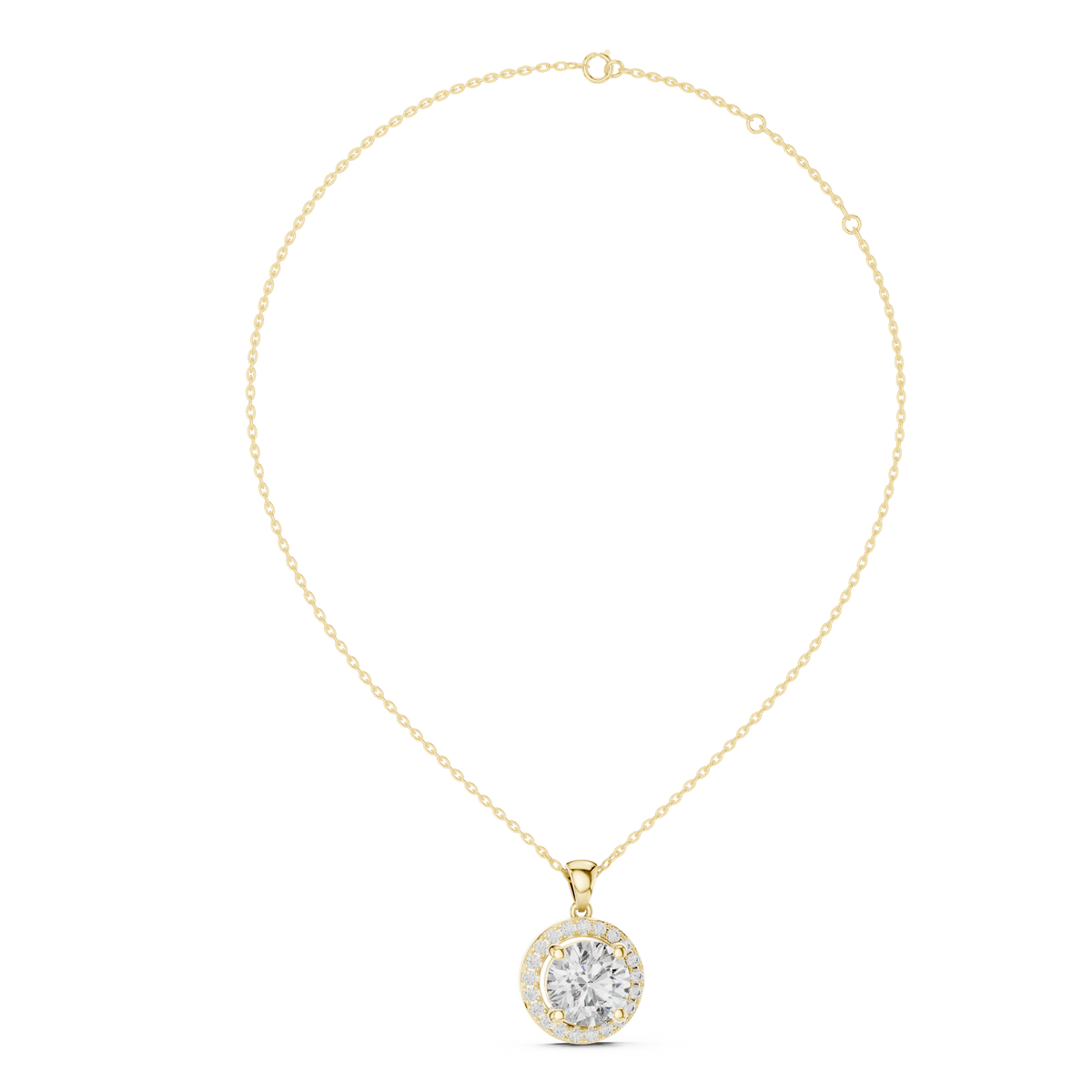 14K Solid Gold Lab Diamond Solitaire Pendant Necklace, Yellow Gold, view 1