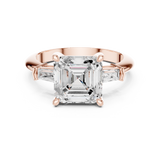 Gold Jewelry, Asscher center stone, Rose Gold, view 4