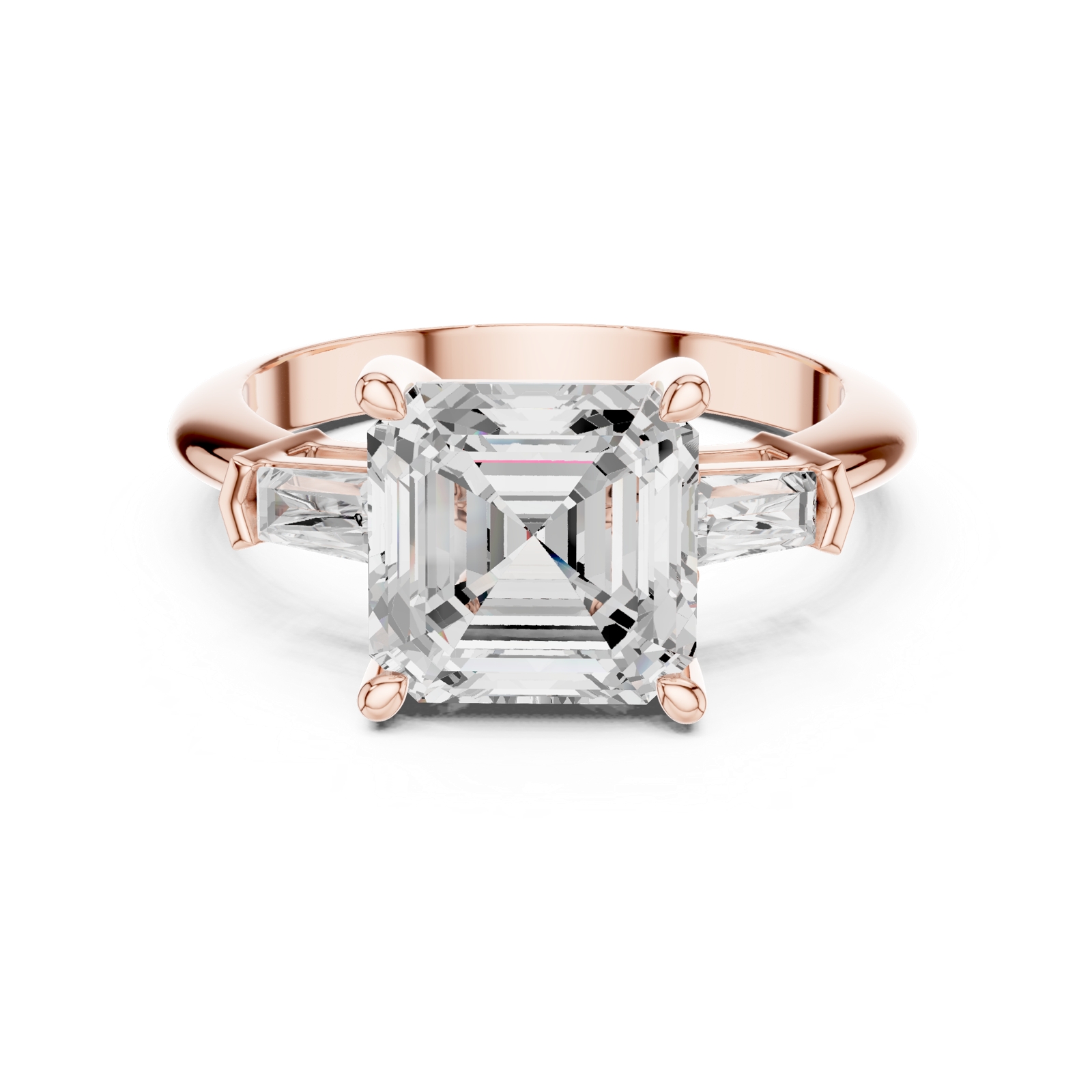 Gold Jewelry, Asscher center stone, Rose Gold, view 4
