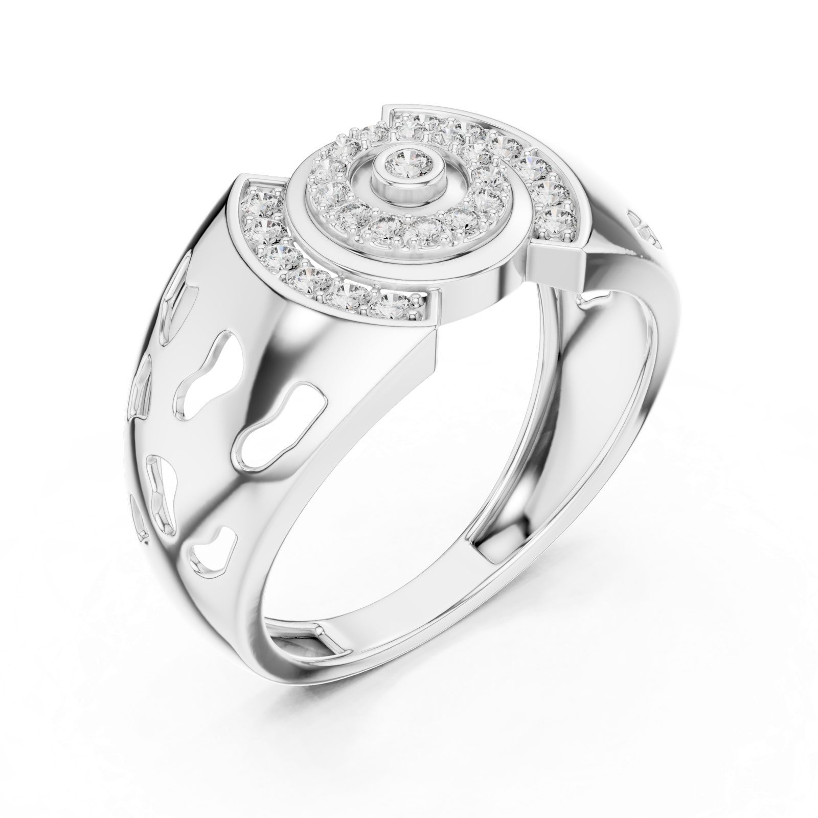 Gold Ring LR-01 (42), White Gold, view 2