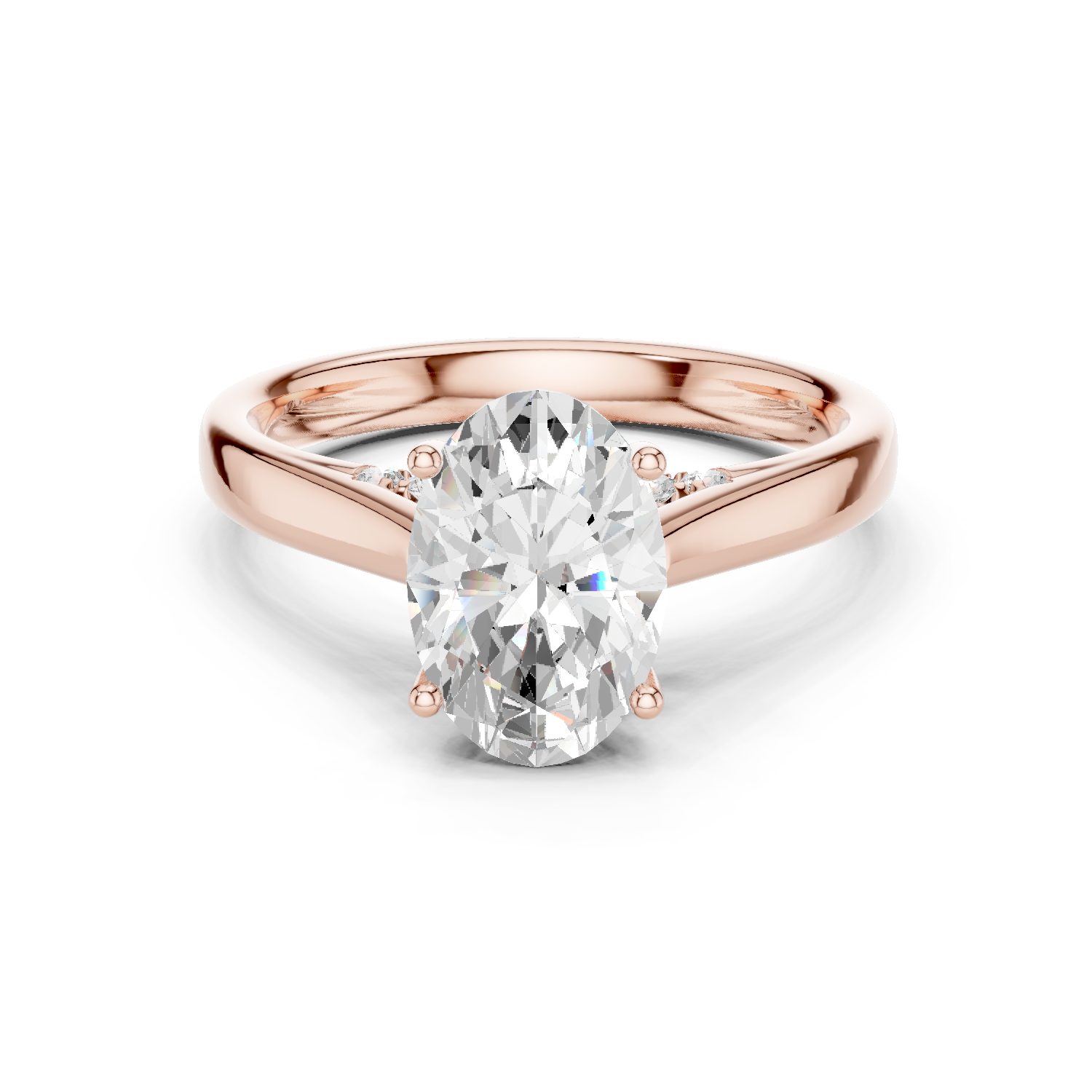 Gold Jewelry L36-18, Oval center stone, Rose Gold